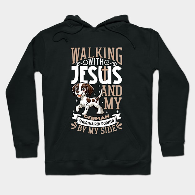 Jesus and dog - German Shorthaired Pointer Hoodie by Modern Medieval Design